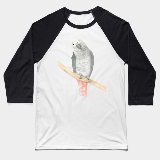 gris d'Afrique watercolor african grey parrot Baseball T-Shirt by Oranjade0122